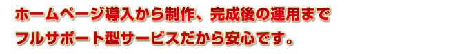 ホームページ導入から制作、完成後の運用までフルサポート型サービスだから安心です。